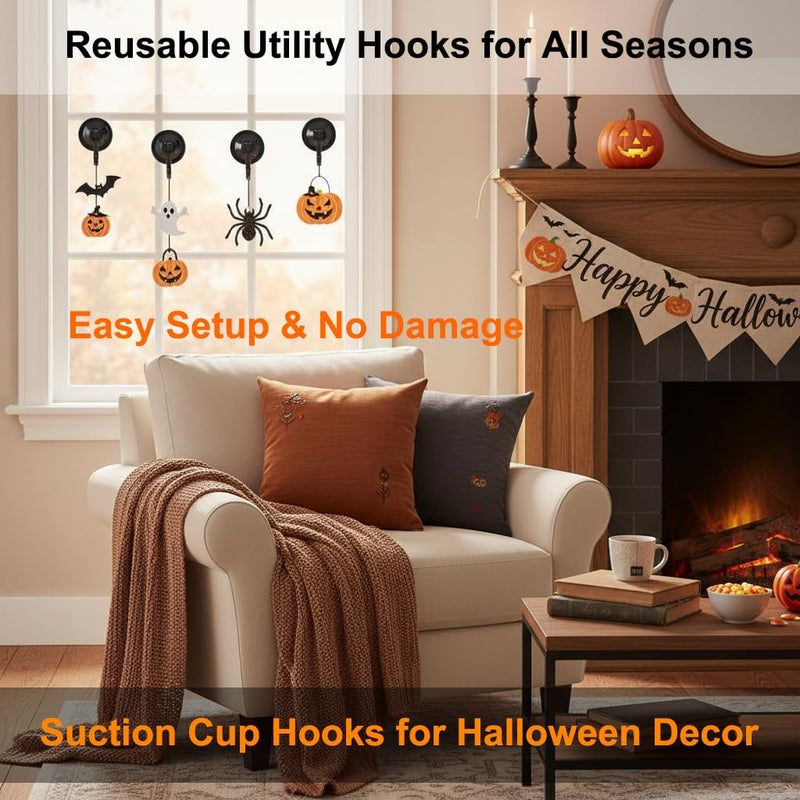 NL HOME Suction Cup Hooks, Powerful Vacuum Wreath Hangers for Glass Door or Window, Set of 4, Black - Image 2